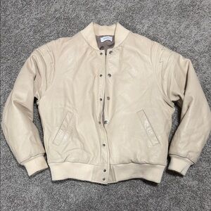 Rhude Cream Lambskin Bomber Jacket